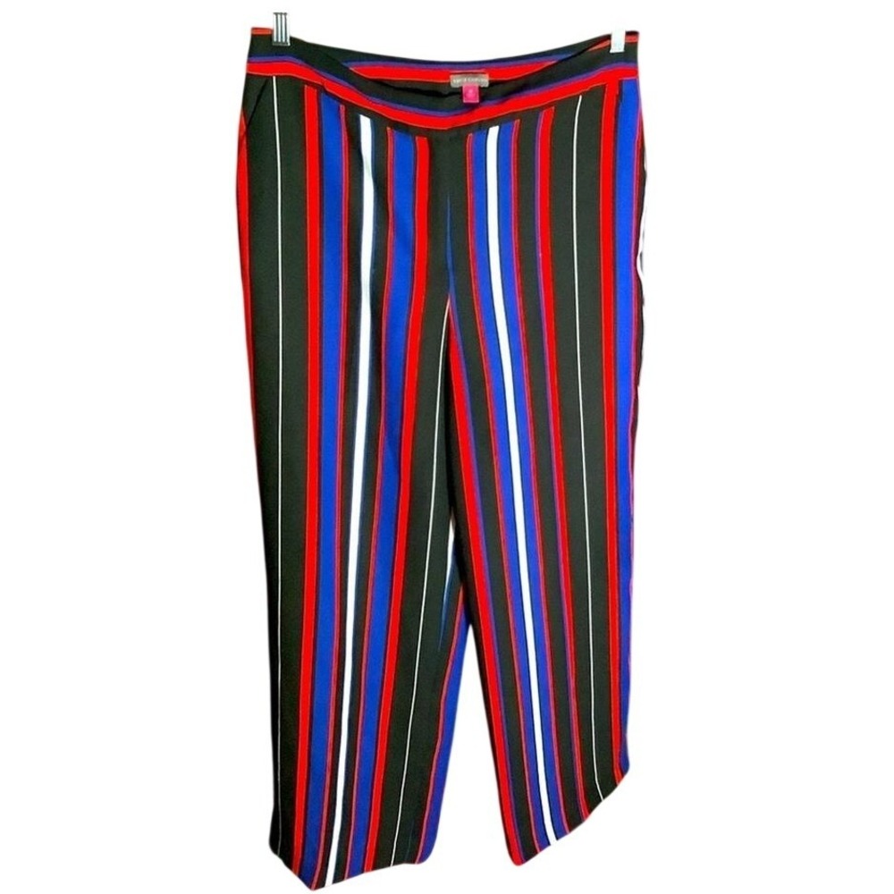 Vince‎ Camuto Women Striped Wide Leg Pants 10 Multi-Color Trousers Funky artsy